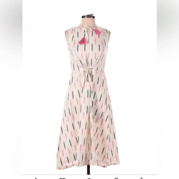 Mata Traders midi dress womens XS Napa Dress Pink White Sustainable Summer - Picture 1 of 8